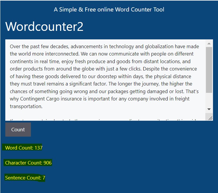 Word Counter sample